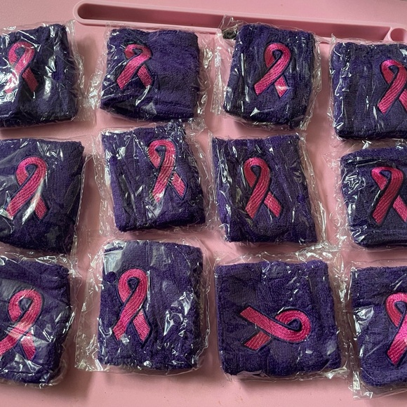Purple Wristbands with Pink Awareness Ribbon - Picture 1 of 1